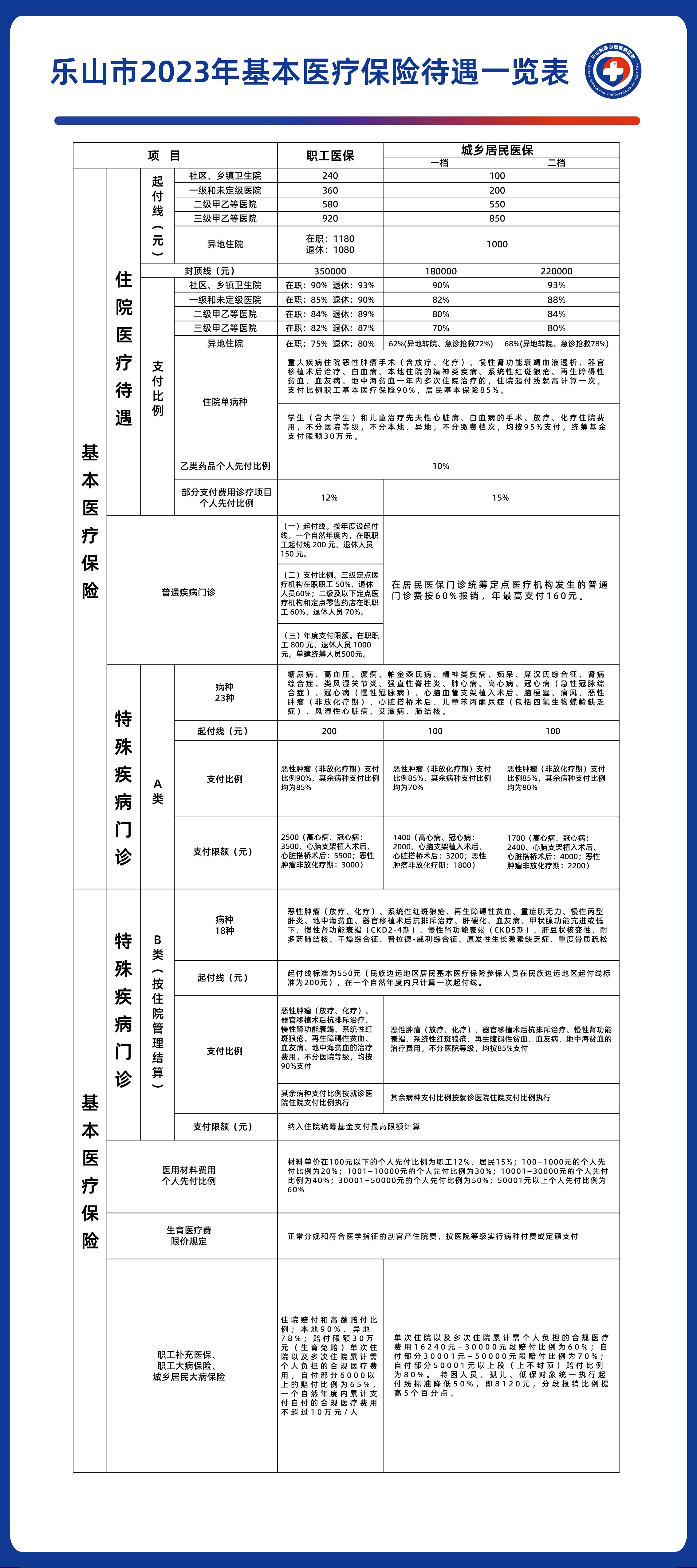 2023年医疗保险一览表_画板 1